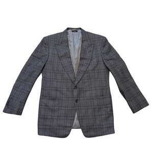 Tom Ford Blazer 56R Gray Plaid Wool Mohair Cashmere Sport Coat Italy